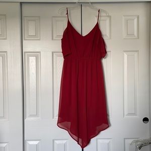 Spaghetti Strap Dress with Off The Shoulder Detail